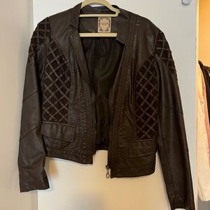 WORN ONCE - Brown Leather Jacket Size S